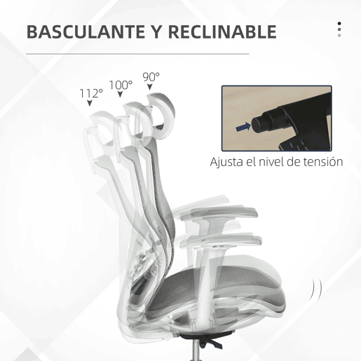 Cadeira de escritório giratória, com altura ajustável, apoios de braço e encosto de cabeça, 67x65x120-128 cm, cinza. Cadeira de escritório giratória, com altura ajustável, apoios de braço e encosto de cabeça, 67x65x120-128 cm, cinza.