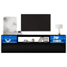 Móvel para televisão 180 x 35 x 60 cm - LED, 4 portas basculantes, 8 compartimentos, acabamento de alto brilho, para televisões até 75 - Preto