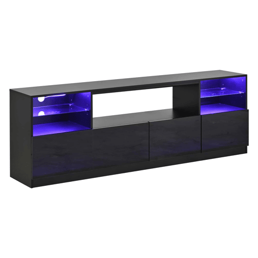 Móvel para televisão 180 x 35 x 60 cm - LED, 4 portas basculantes, 8 compartimentos, acabamento de alto brilho, para televisões até 75 - Preto Móvel para televisão 180 x 35 x 60 cm - LED, 4 portas basculantes, 8 compartimentos, acabamento de alto brilho, para televisões até 75 - Preto