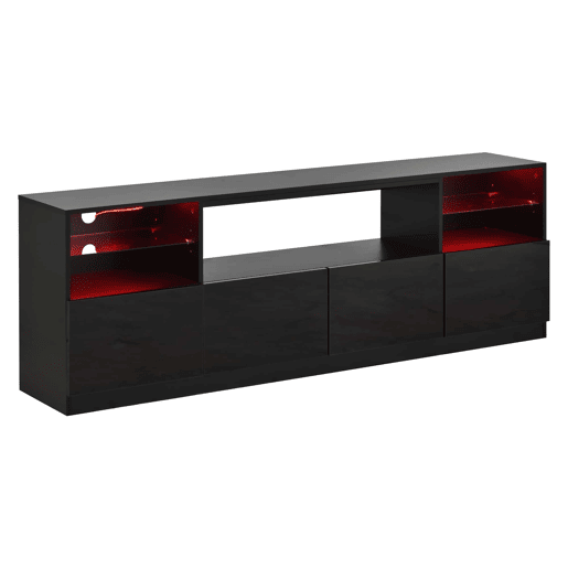 Móvel para televisão 180 x 35 x 60 cm - LED, 4 portas basculantes, 8 compartimentos, acabamento de alto brilho, para televisões até 75 - Preto Móvel para televisão 180 x 35 x 60 cm - LED, 4 portas basculantes, 8 compartimentos, acabamento de alto brilho, para televisões até 75 - Preto