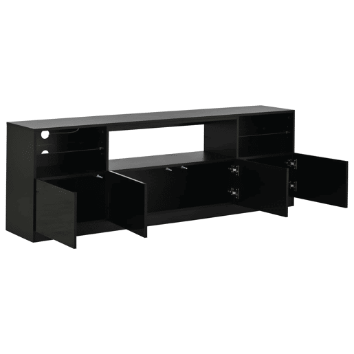 Móvel para televisão 180 x 35 x 60 cm - LED, 4 portas basculantes, 8 compartimentos, acabamento de alto brilho, para televisões até 75 - Preto Móvel para televisão 180 x 35 x 60 cm - LED, 4 portas basculantes, 8 compartimentos, acabamento de alto brilho, para televisões até 75 - Preto