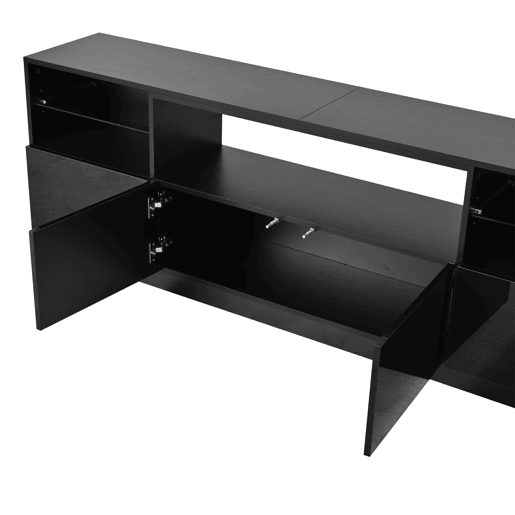 Móvel para televisão 180 x 35 x 60 cm - LED, 4 portas basculantes, 8 compartimentos, acabamento de alto brilho, para televisões até 75 - Preto Móvel para televisão 180 x 35 x 60 cm - LED, 4 portas basculantes, 8 compartimentos, acabamento de alto brilho, para televisões até 75 - Preto