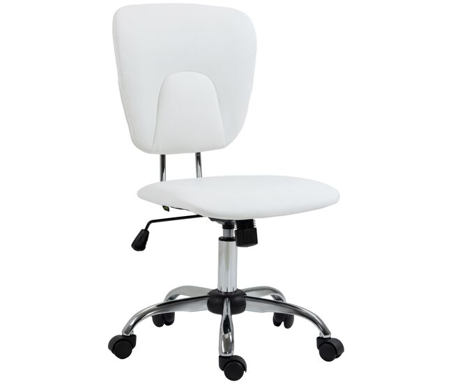 Silla de oficina giratoria con altura ajustable y función basculante para escritorio estudio 50x54x87,5-96,5 cm blanco