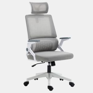 Cadeira de escritório giratória em tela mesh, com altura e encosto de cabeça ajustáveis, 60x61x104,5-121,5 cm, cinza