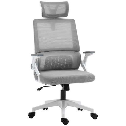 Cadeira de escritório giratória em tela mesh, com altura e encosto de cabeça ajustáveis, 60x61x104,5-121,5 cm, cinza Cadeira de escritório giratória em tela mesh, com altura e encosto de cabeça ajustáveis, 60x61x104,5-121,5 cm, cinza
