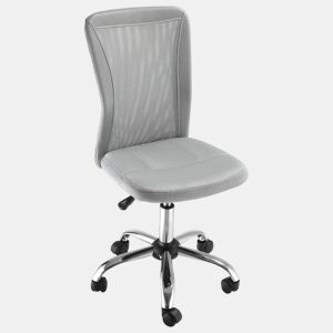 Cadeira de escritório giratória sem braços, cadeira de tela com altura ajustável, capacidade de carga de 100 kg, 43x58x90-100 cm, cinza