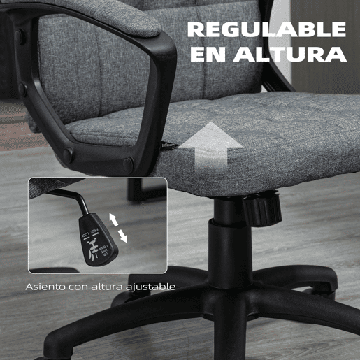 Cadeira de escritório giratória com altura e apoios de braço ajustáveis, estilo moderno, 59x63x96-105,5 cm, cinza escuro Cadeira de escritório giratória com altura e apoios de braço ajustáveis, estilo moderno, 59x63x96-105,5 cm, cinza escuro