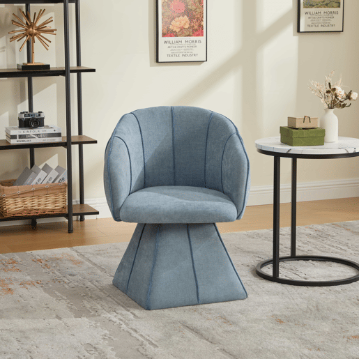 Poltrona giratória individual em chenille, 1 lugar u2014 design ergonómico com encosto alto para adultos e adolescentes, ideal para o quarto e a sala u2014 azul Poltrona giratória individual em chenille, 1 lugar u2014 design ergonómico com encosto alto para adultos e adolescentes, ideal para o quarto e a sala u2014 azul