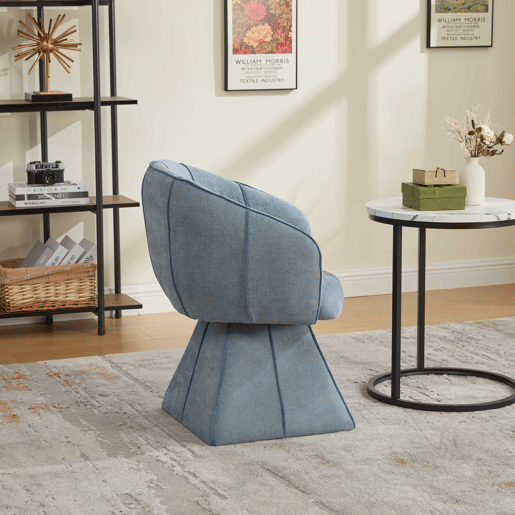 Poltrona giratória individual em chenille, 1 lugar u2014 design ergonómico com encosto alto para adultos e adolescentes, ideal para o quarto e a sala u2014 azul Poltrona giratória individual em chenille, 1 lugar u2014 design ergonómico com encosto alto para adultos e adolescentes, ideal para o quarto e a sala u2014 azul
