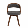 Conjunto de 2 cadeiras de jantar em madeira (2 unidades) u2013 estilo moderno, assentos giratórios, almofada em algodão e linho, encosto curvo, cadeiras auxiliares para cozinha e café u2013 linho cinzento