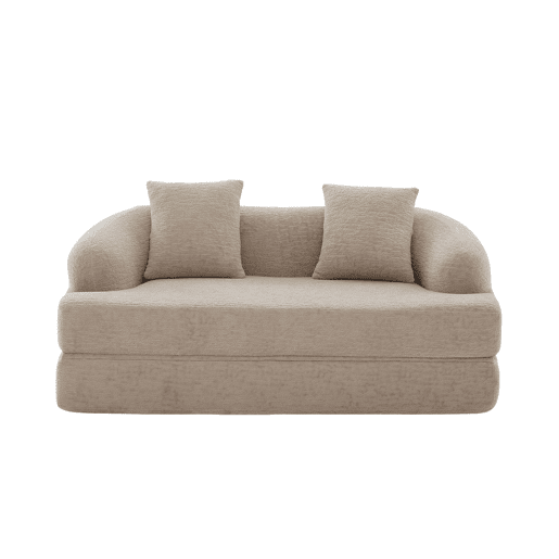 Sofá-cama de 2 lugares - sofá-cama rápido 2 em 1 com 2 almofadas, sofá-cama duplo para convidados - cor cáqui Sofá-cama de 2 lugares - sofá-cama rápido 2 em 1 com 2 almofadas, sofá-cama duplo para convidados - cor cáqui