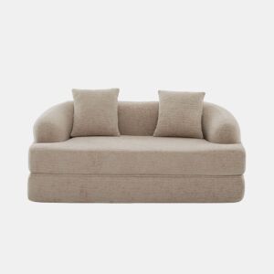 Sofá-cama de 2 lugares - sofá-cama rápido 2 em 1 com 2 almofadas, sofá-cama duplo para convidados - cor cáqui