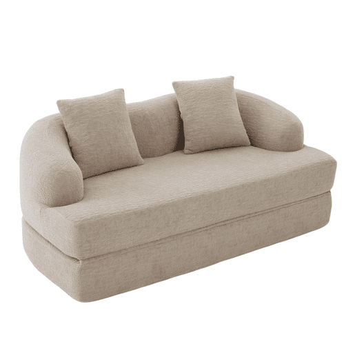 Sofá-cama de 2 lugares - sofá-cama rápido 2 em 1 com 2 almofadas, sofá-cama duplo para convidados - cor cáqui Sofá-cama de 2 lugares - sofá-cama rápido 2 em 1 com 2 almofadas, sofá-cama duplo para convidados - cor cáqui
