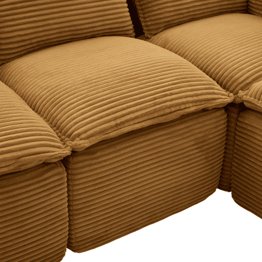 Sofá modular de 4 lugares - 2 apoios para os pés, porta-copos, bolsos laterais, espumamolas, alta resiliência, combinável - laranja em veludo cotelê Sofá modular de 4 lugares - 2 apoios para os pés, porta-copos, bolsos laterais, espumamolas, alta resiliência, combinável - laranja em veludo cotelê