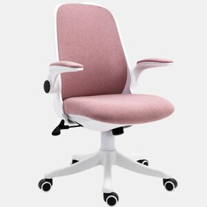 Cadeira de escritório giratória, cadeira de mesa reclinável, altura ajustável, apoios de braço eleváveis, 62,5 x 60 x 94-104 cm, rosa