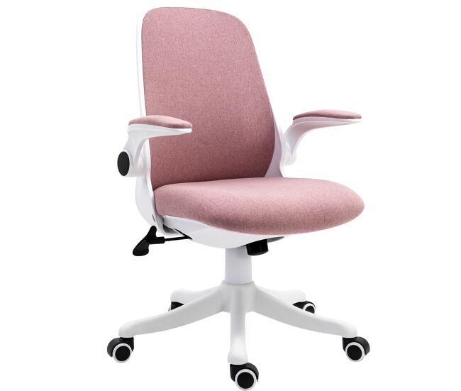 Silla giratoria de oficina silla de escritorio basculante altura ajustable reposabrazos elevable 62,5x60x94-104 cm rosa
