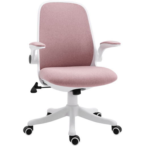 Cadeira de escritório giratória, cadeira de mesa reclinável, altura ajustável, apoios de braço eleváveis, 62,5 x 60 x 94-104 cm, rosa Cadeira de escritório giratória, cadeira de mesa reclinável, altura ajustável, apoios de braço eleváveis, 62,5 x 60 x 94-104 cm, rosa
