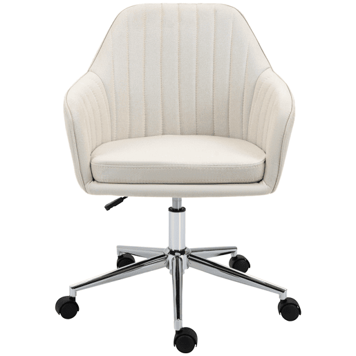 Cadeira de escritório giratória com altura e apoios de braço ajustáveis para estudo e uso como penteadeira, 61x59x96cm, bege Cadeira de escritório giratória com altura e apoios de braço ajustáveis para estudo e uso como penteadeira, 61x59x96cm, bege
