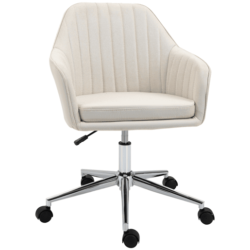 Cadeira de escritório giratória com altura e apoios de braço ajustáveis para estudo e uso como penteadeira, 61x59x96cm, bege Cadeira de escritório giratória com altura e apoios de braço ajustáveis para estudo e uso como penteadeira, 61x59x96cm, bege