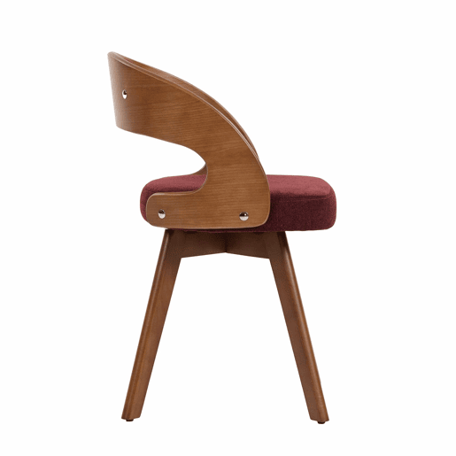 Conjunto de 2 cadeiras de jantar em madeira, giratórias a 360° - design moderno com almofada em linho e algodão e encosto curvo - cor vinho Conjunto de 2 cadeiras de jantar em madeira, giratórias a 360° - design moderno com almofada em linho e algodão e encosto curvo - cor vinho