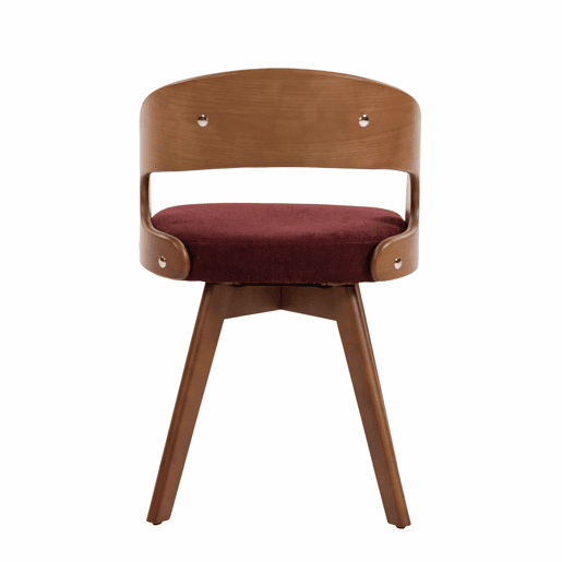 Conjunto de 2 cadeiras de jantar em madeira, giratórias a 360° - design moderno com almofada em linho e algodão e encosto curvo - cor vinho Conjunto de 2 cadeiras de jantar em madeira, giratórias a 360° - design moderno com almofada em linho e algodão e encosto curvo - cor vinho