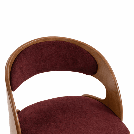 Conjunto de 2 cadeiras de jantar em madeira, giratórias a 360° - design moderno com almofada em linho e algodão e encosto curvo - cor vinho Conjunto de 2 cadeiras de jantar em madeira, giratórias a 360° - design moderno com almofada em linho e algodão e encosto curvo - cor vinho