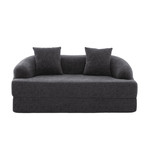 Sofá-cama de 2 lugares - sofá-cama duplo dobrável 2 em 1 com 2 almofadas - chenille multifuncional para a sala de estar e o quarto de hóspedes - cinzento escuro