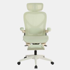 Cadeira de escritório ergonómica, dobrável e compacta - apoio lombar, assento em malha deslizante, apoios de braços rebatíveis, apoio para a cabeça 3D e pedais de trabalho - verde