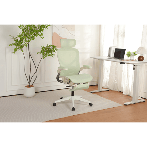 Cadeira de escritório ergonómica, dobrável e compacta - apoio lombar, assento em malha deslizante, apoios de braços rebatíveis, apoio para a cabeça 3D e pedais de trabalho - verde Cadeira de escritório ergonómica, dobrável e compacta - apoio lombar, assento em malha deslizante, apoios de braços rebatíveis, apoio para a cabeça 3D e pedais de trabalho - verde