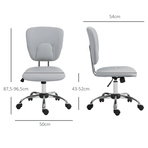 Cadeira de escritório giratória com altura e inclinação ajustáveis para mesa ou estudo, 50x54x87,5-96,5 cm, cinza