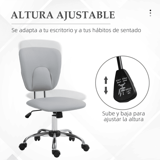 Cadeira de escritório giratória com altura e inclinação ajustáveis para mesa ou estudo, 50x54x87,5-96,5 cm, cinza
