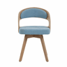 Conjunto de 2 cadeiras de jantar + 41 cm - estilo moderno com assentos giratórios, almofadas de linho e encosto curvo - azul linho