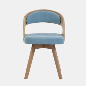 Conjunto de 2 cadeiras de jantar + 41 cm - estilo moderno com assentos giratórios, almofadas de linho e encosto curvo - azul linho