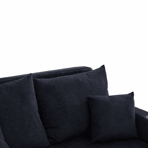 Sofá-cama multifuncional de 2 lugares u2013 sofá extensível, cama dobrável, bolsos de arrumação nos braços, porta-carregador USB e porta-copos u2013 preto