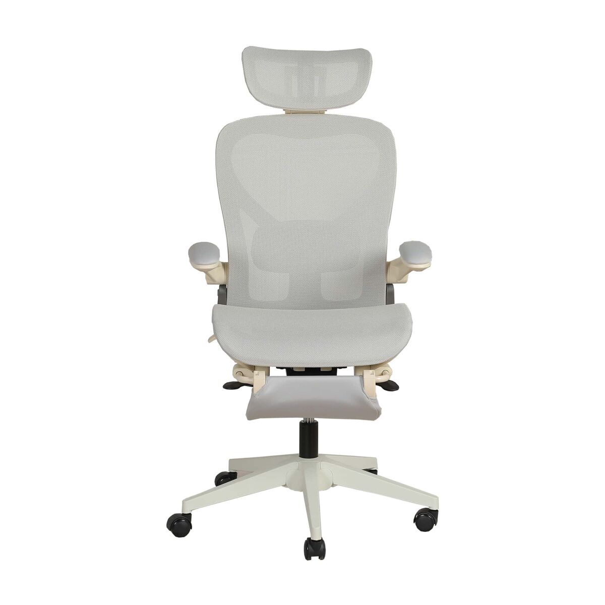 Silla de oficina ergonómica plegable compacta - soporte lumbar, cojín deslizante de malla completa, reposabrazos plegables, reposacabezas 3d y pedales