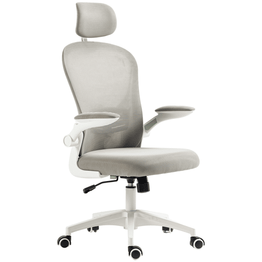 Cadeira de escritório em tela, cadeira de mesa, encosto alto, apoio de cabeça ajustável, suporte lombar 4D, 62x64x120 cm, cinza Cadeira de escritório em tela, cadeira de mesa, encosto alto, apoio de cabeça ajustável, suporte lombar 4D, 62x64x120 cm, cinza