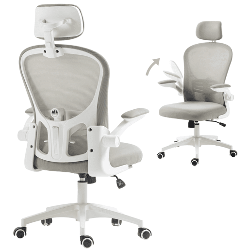 Cadeira de escritório em tela, cadeira de mesa, encosto alto, apoio de cabeça ajustável, suporte lombar 4D, 62x64x120 cm, cinza Cadeira de escritório em tela, cadeira de mesa, encosto alto, apoio de cabeça ajustável, suporte lombar 4D, 62x64x120 cm, cinza