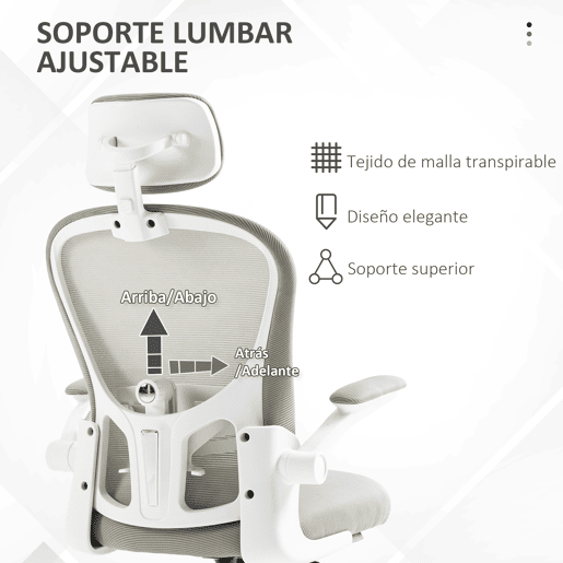 Cadeira de escritório em tela, cadeira de mesa, encosto alto, apoio de cabeça ajustável, suporte lombar 4D, 62x64x120 cm, cinza Cadeira de escritório em tela, cadeira de mesa, encosto alto, apoio de cabeça ajustável, suporte lombar 4D, 62x64x120 cm, cinza