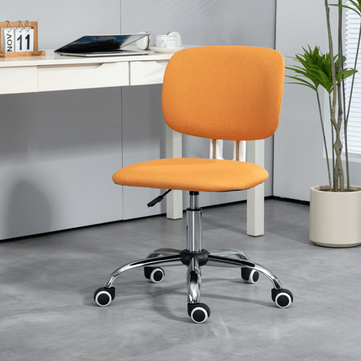 Cadeira de escritório giratória, estofada em tecido, com altura ajustável, estilo moderno, capacidade de carga de 120 kg, 48x53x80-90 cm, laranja Cadeira de escritório giratória, estofada em tecido, com altura ajustável, estilo moderno, capacidade de carga de 120 kg, 48x53x80-90 cm, laranja