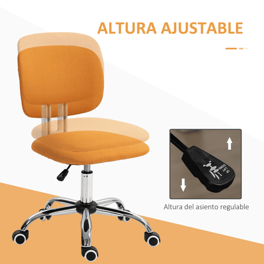 Cadeira de escritório giratória, estofada em tecido, com altura ajustável, estilo moderno, capacidade de carga de 120 kg, 48x53x80-90 cm, laranja Cadeira de escritório giratória, estofada em tecido, com altura ajustável, estilo moderno, capacidade de carga de 120 kg, 48x53x80-90 cm, laranja