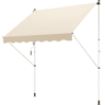 Toldo retrátil manual 300x150x170-280 cm com altura ajustável, manivela e proteção solar para terraço, bege.