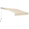 Toldo para varanda 350x250 cm com manivela metálica, impermeável e com proteção UV para jardim, terraço e janelas, cor creme.