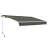Toldo para varanda 350x250 cm com manivela metálica, impermeável e resistente aos raios UV para jardim, terraço e janelas, cinza.