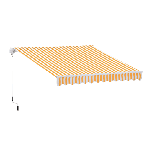 Toldo de parede com braço articulado e manivela, estrutura robusta em alumínio e cobertura em poliéster, 295 x 245 cm, laranja. Toldo de parede com braço articulado e manivela, estrutura robusta em alumínio e cobertura em poliéster, 295 x 245 cm, laranja.
