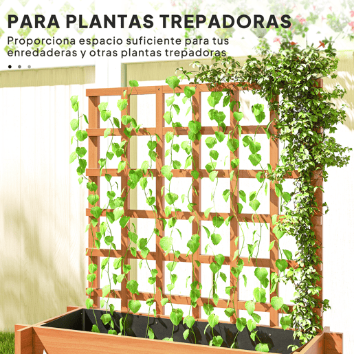 Jardineira de 3 níveis com treliça e tecido não tecido para o cultivo de vegetais, flores e ervas, 95x95x110 cm, cor natural. Jardineira de 3 níveis com treliça e tecido não tecido para o cultivo de vegetais, flores e ervas, 95x95x110 cm, cor natural.