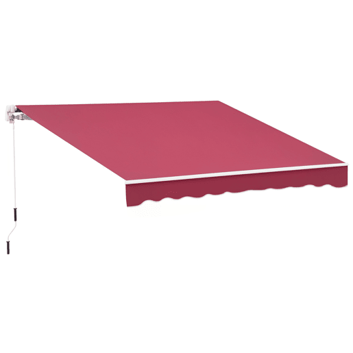 Toldo manual 395x245 cm com manivela, para varanda, terraço ou pátio, em alumínio e tecido de poliéster 280 gm², com proteção UV, vermelho. Toldo manual 395x245 cm com manivela, para varanda, terraço ou pátio, em alumínio e tecido de poliéster 280 gm², com proteção UV, vermelho.