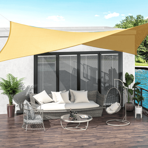 Vela de sombreamento quadrada 3x3 m para jardim, pátio e terraço, em HDPE com proteção UV e respirável, cor areia. Vela de sombreamento quadrada 3x3 m para jardim, pátio e terraço, em HDPE com proteção UV e respirável, cor areia.
