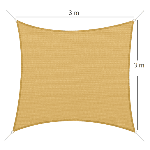 Vela de sombreamento quadrada 3x3 m para jardim, pátio e terraço, em HDPE com proteção UV e respirável, cor areia. Vela de sombreamento quadrada 3x3 m para jardim, pátio e terraço, em HDPE com proteção UV e respirável, cor areia.