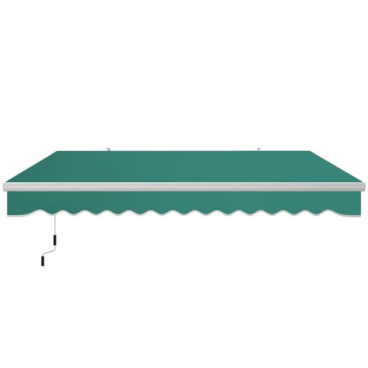 Toldo manual 395x245 cm com manivela, para varanda, terraço ou pátio, em alumínio e tecido de poliéster 280 gm², com proteção UV, na cor verde. Toldo manual 395x245 cm com manivela, para varanda, terraço ou pátio, em alumínio e tecido de poliéster 280 gm², com proteção UV, na cor verde.