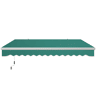 Toldo manual 395x245 cm com manivela, para varanda, terraço ou pátio, em alumínio e tecido de poliéster 280 gm², com proteção UV, na cor verde.